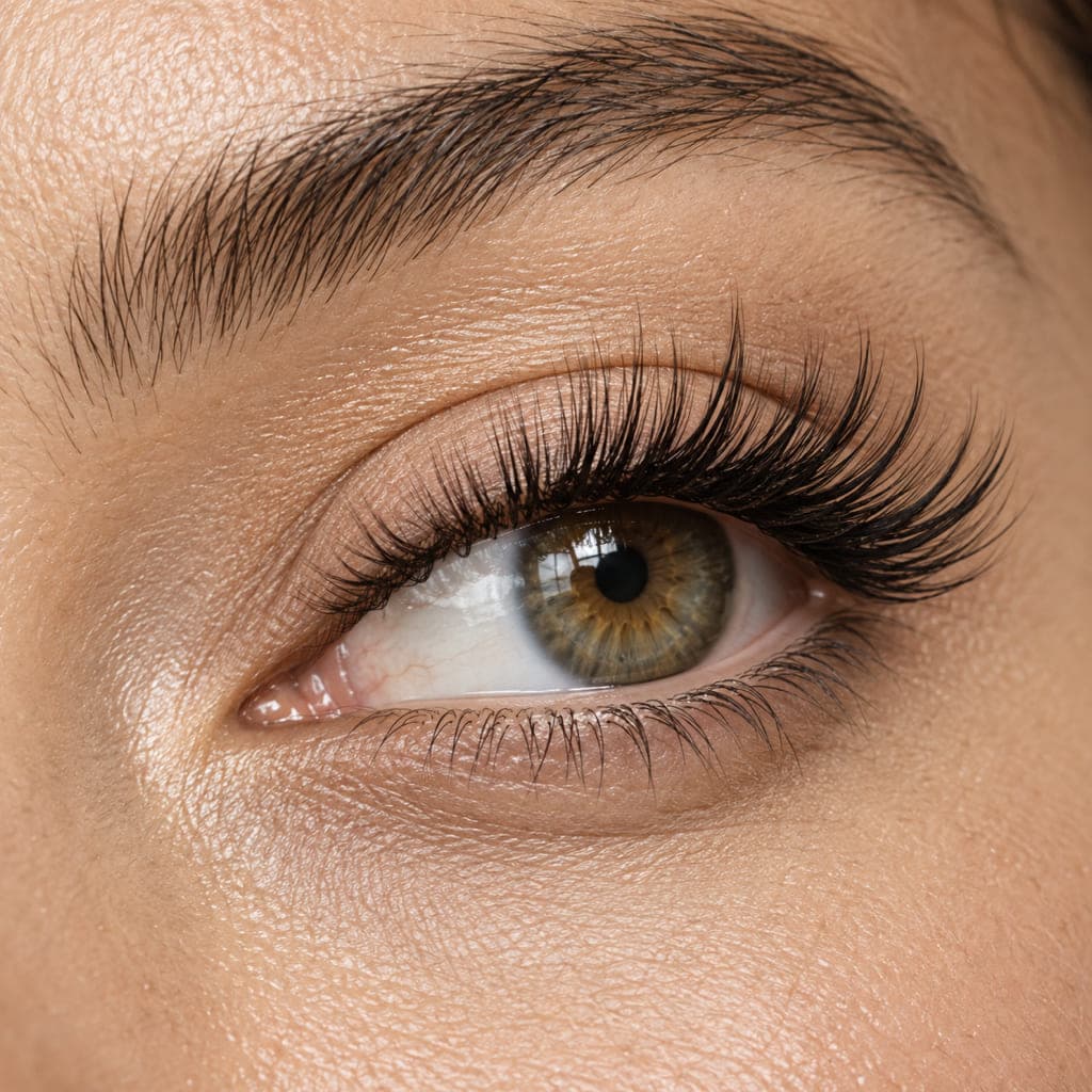 Makroaufnahme eines Auges mit Wimpernverlängerung